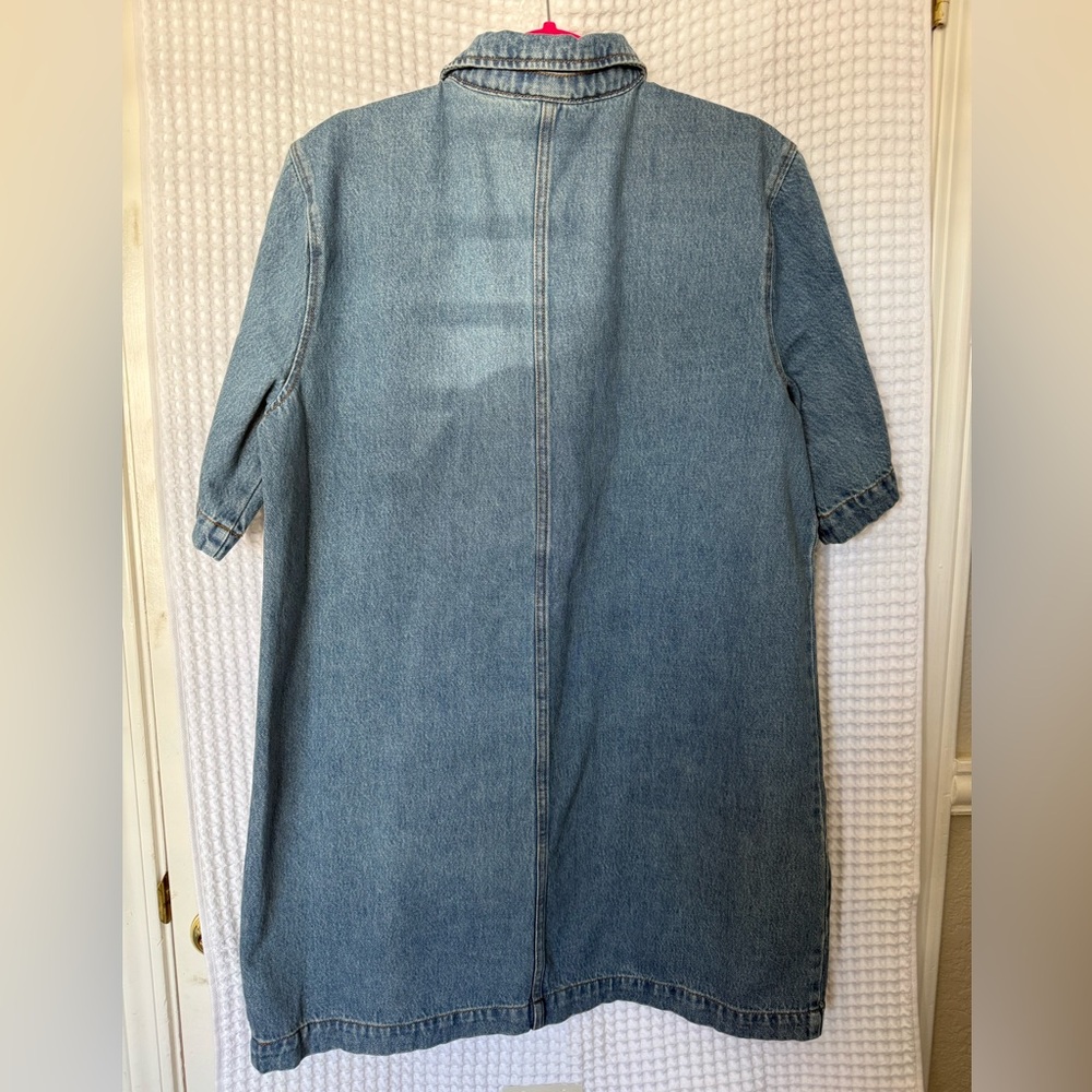 Future Collective Denim Mini Shirt Dress Button Front Large NWT - Picture 3 of 5